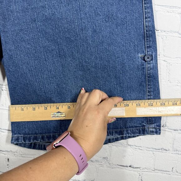 VTG Y2K 90's Denim Baggy Shorts Women Size 16 Blue Carpenter Loose Fit Cotton - Picture 10 of 10